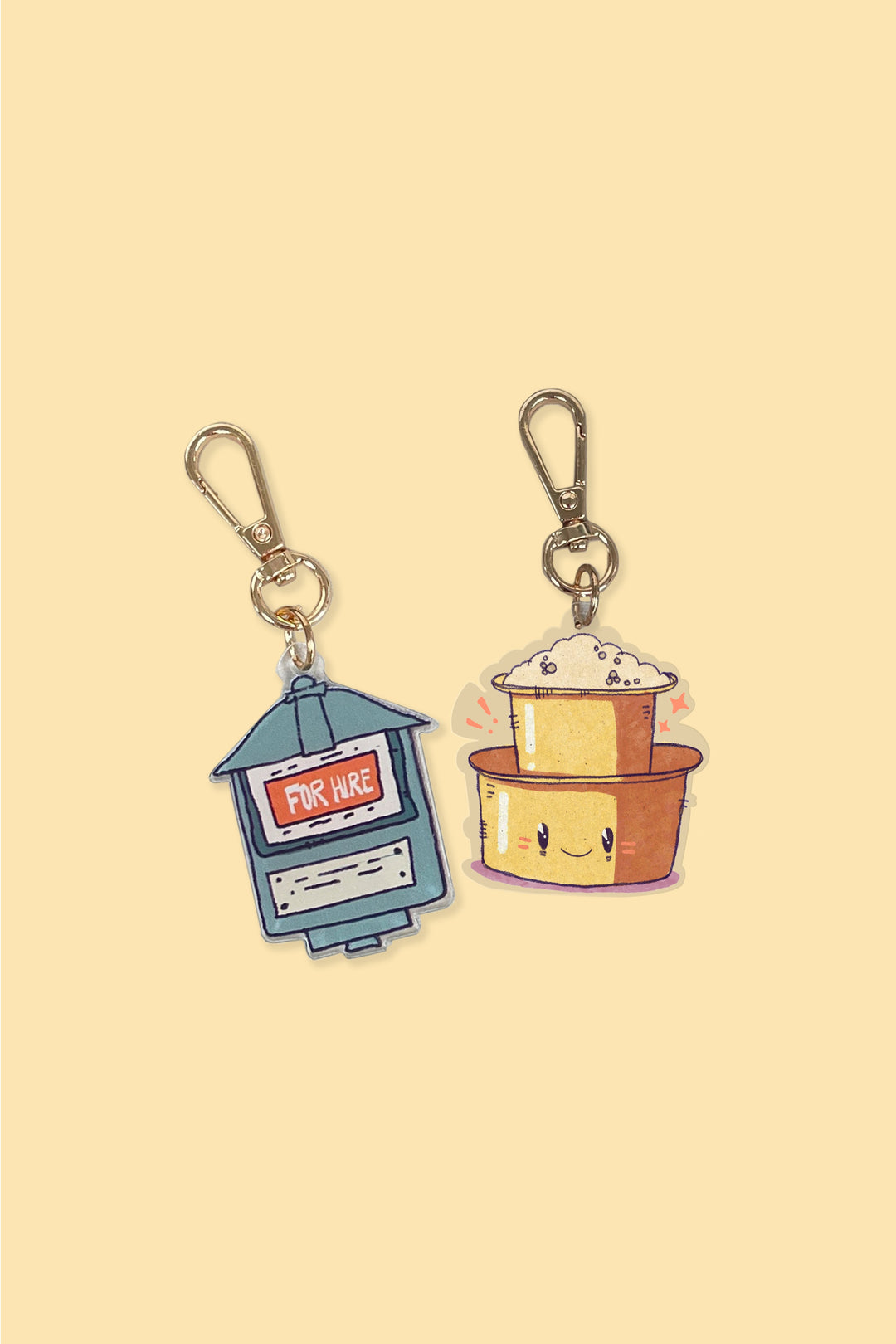 For Hire & Kappi Keychains Duo