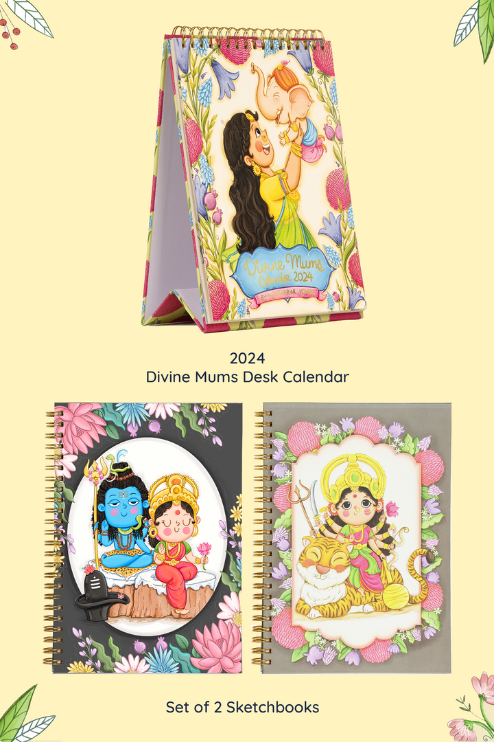 2024 Divine Mums Desk Calendar + 2 Sketchbooks Combo