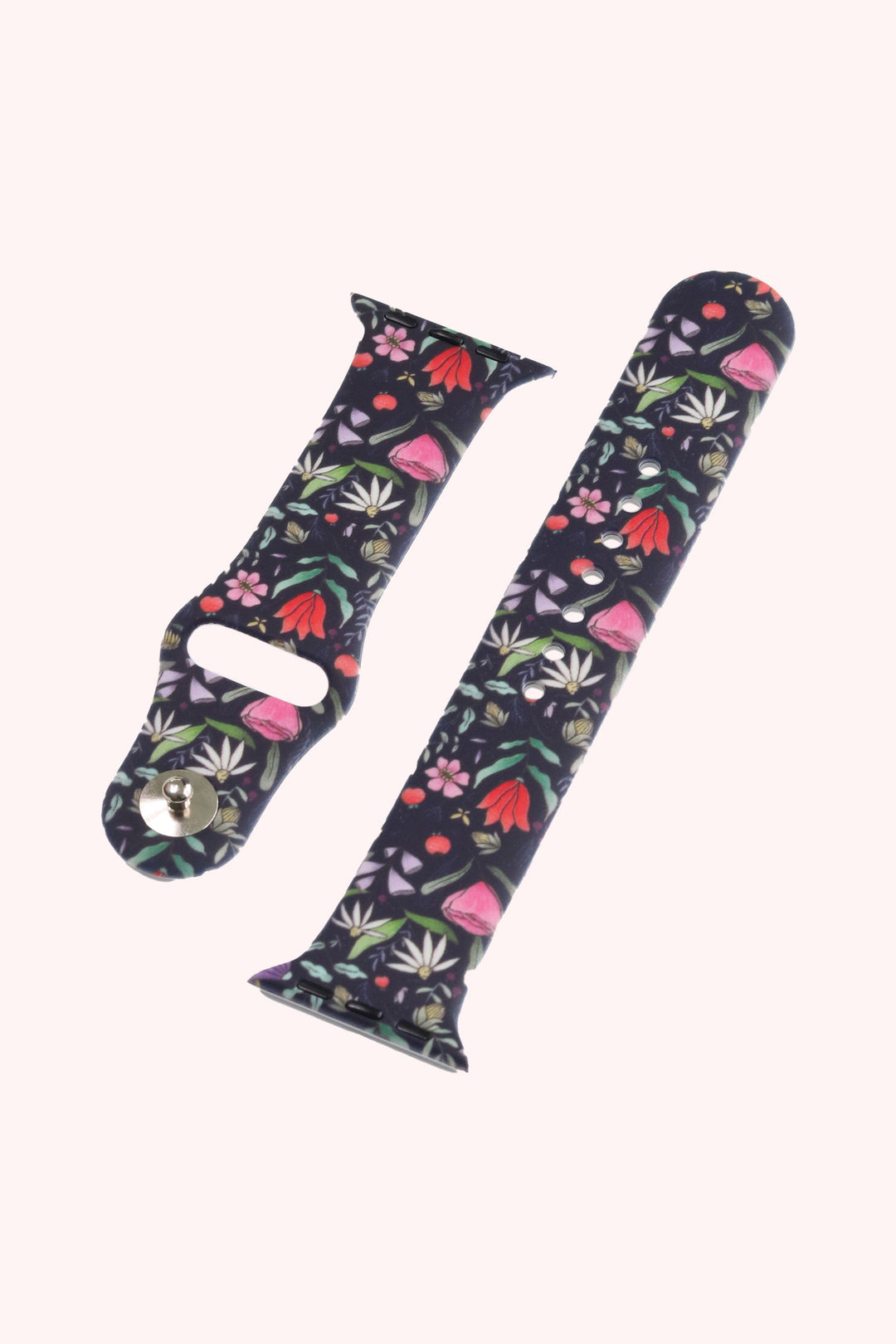 Purple Floral 22mm Watch Strap with Push Button