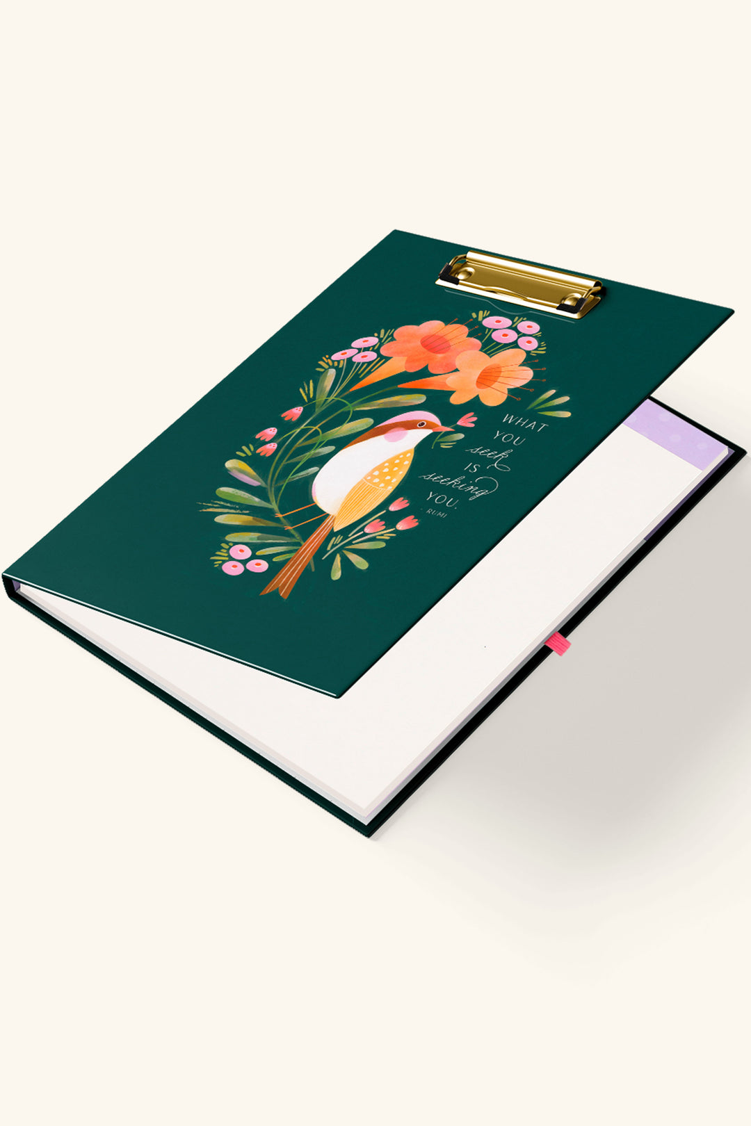 Feathered Blooms Clipfolio | Clipboard & Notepad Duo