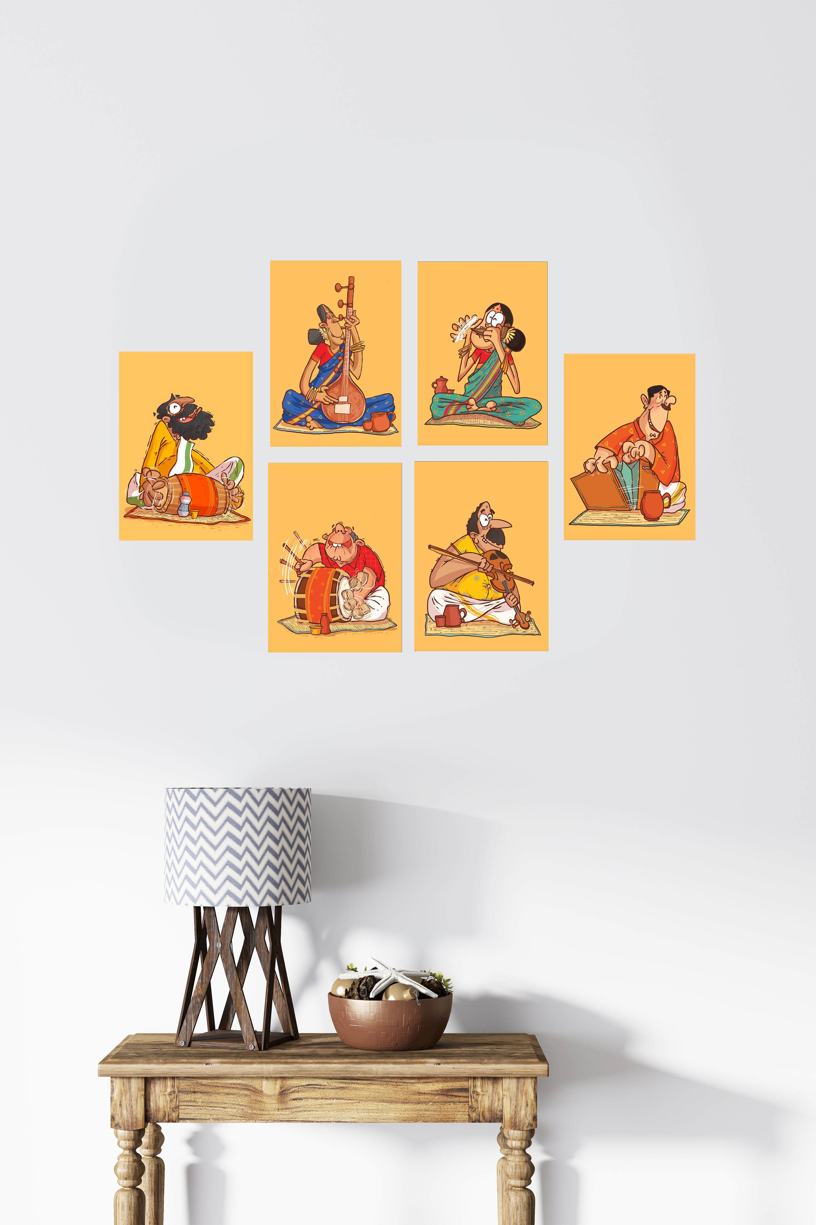Raga Rebels - Set of 6 Wall Arts