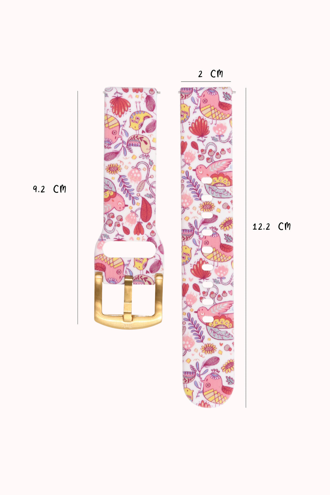 Bird Flow 20mm Watch Strap with Gold Pin Buckle