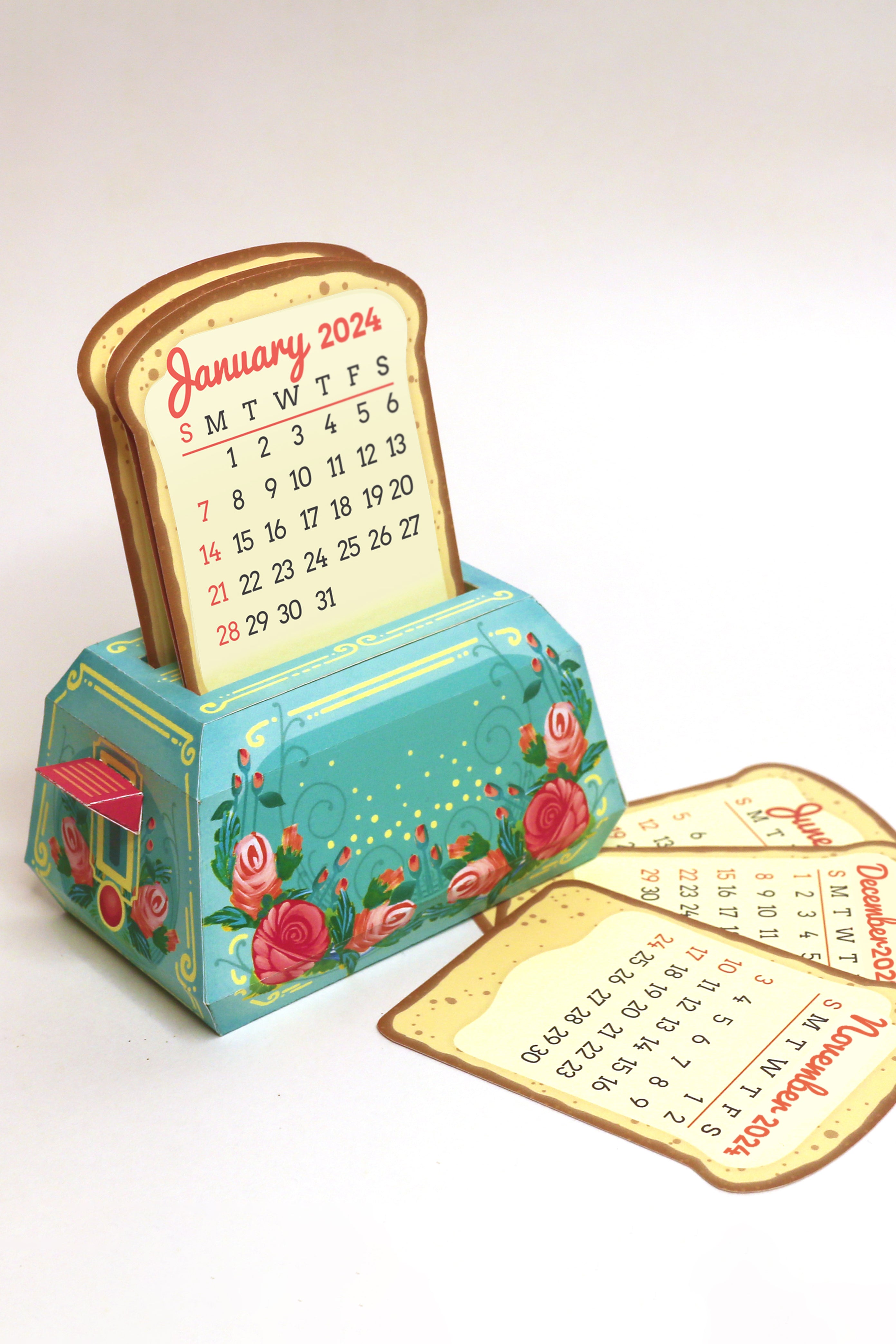 Mini Toaster Desk Calendar 2024 - DIY Paper Craft Kit