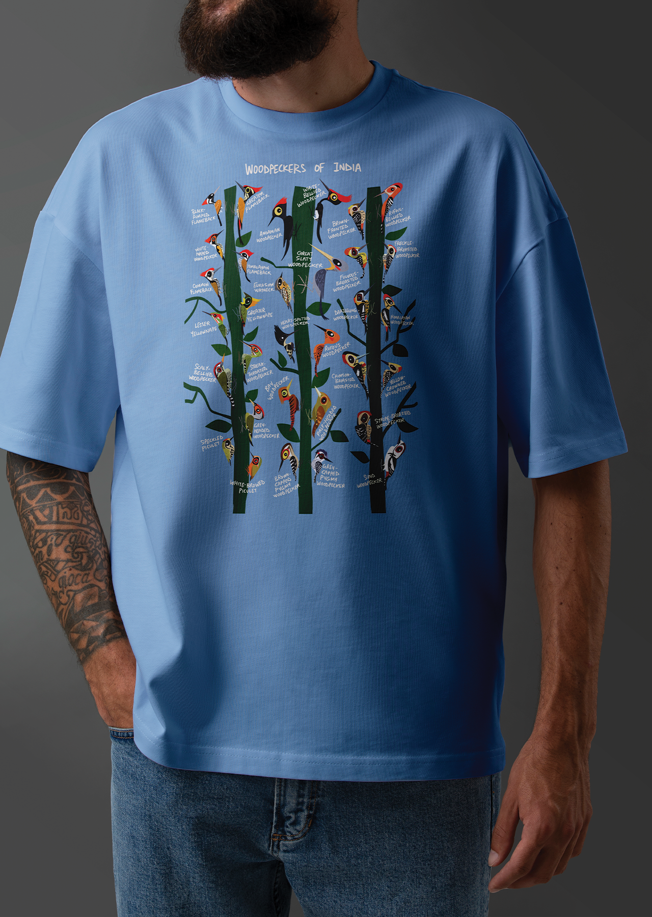 Woodpeckers of India Oversized T-shirt