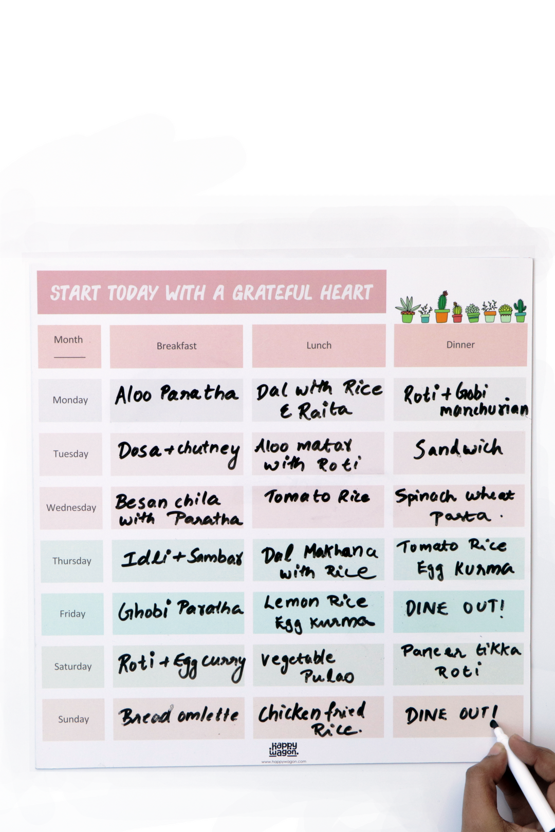 Grateful Heart Magnetic Meal Planner with FREE Marker