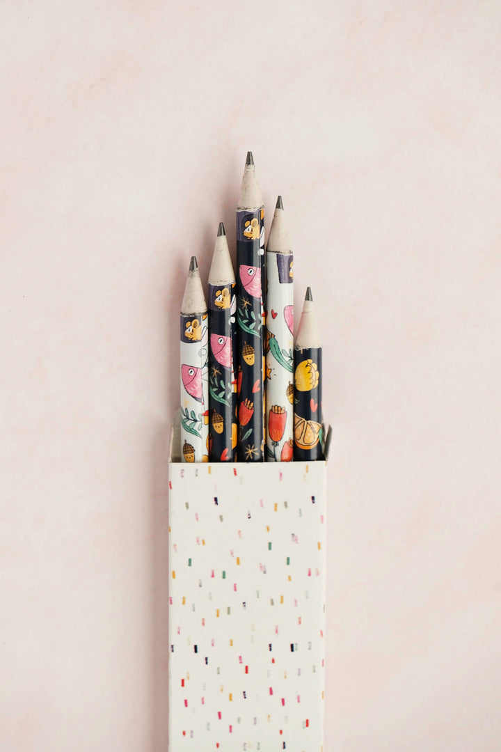 Wonderful World Illustrated Pencils (Set of 5)