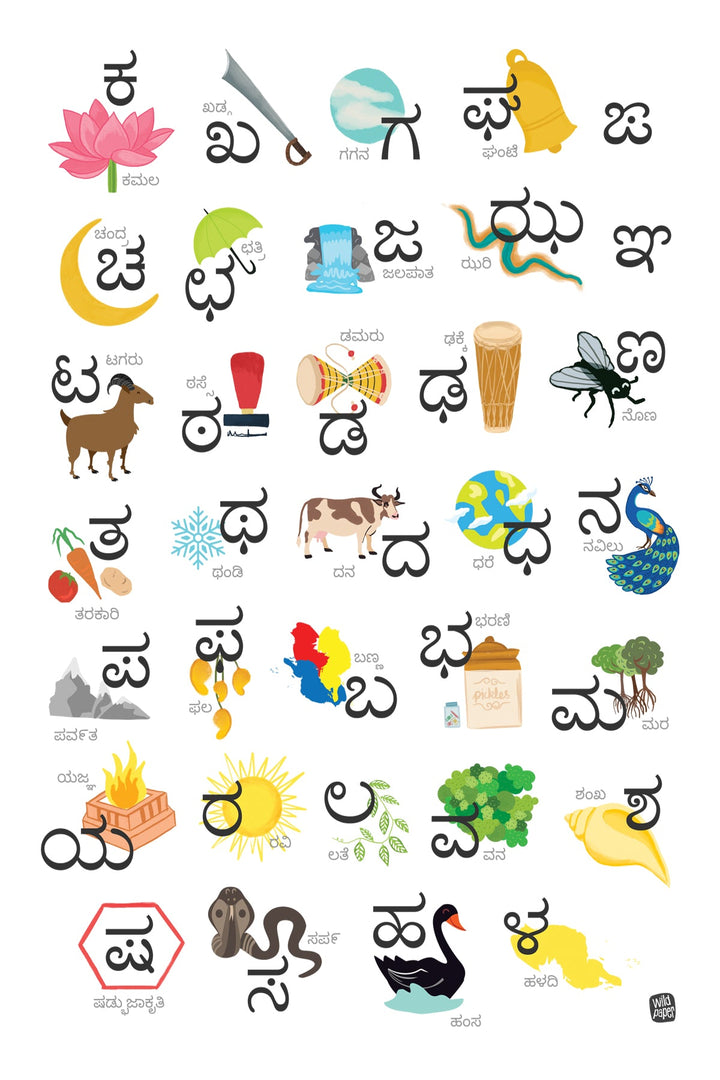 Kannada Alphabets - Wyajanagalu Non Tearable Poster