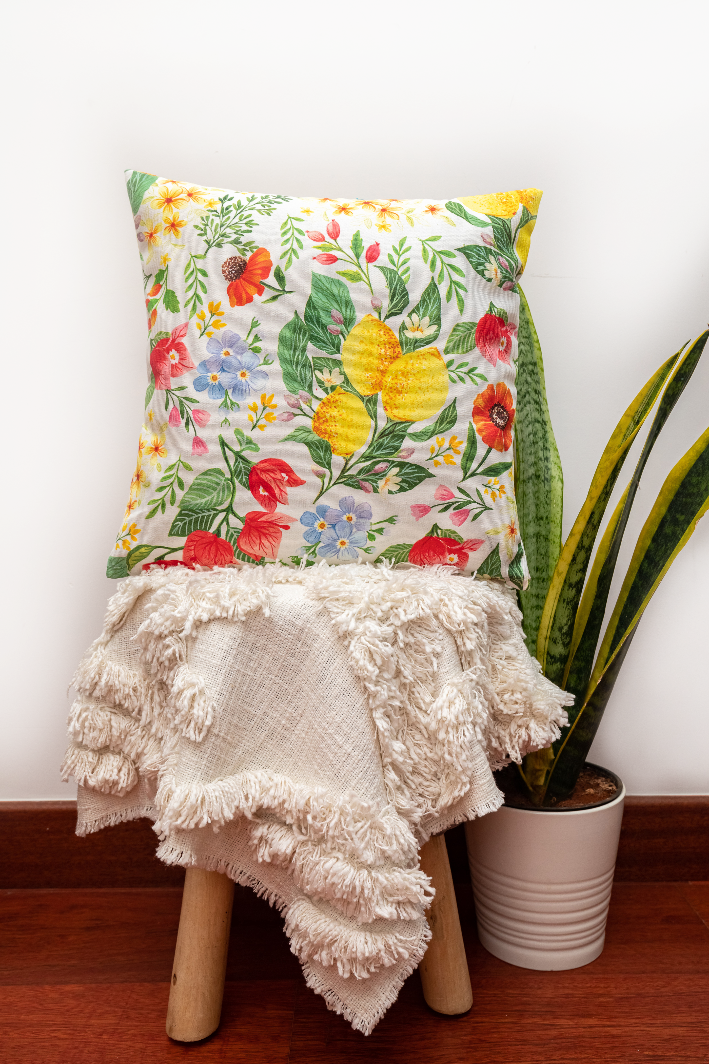 Lemon Bougainvilla Cushion Cover
