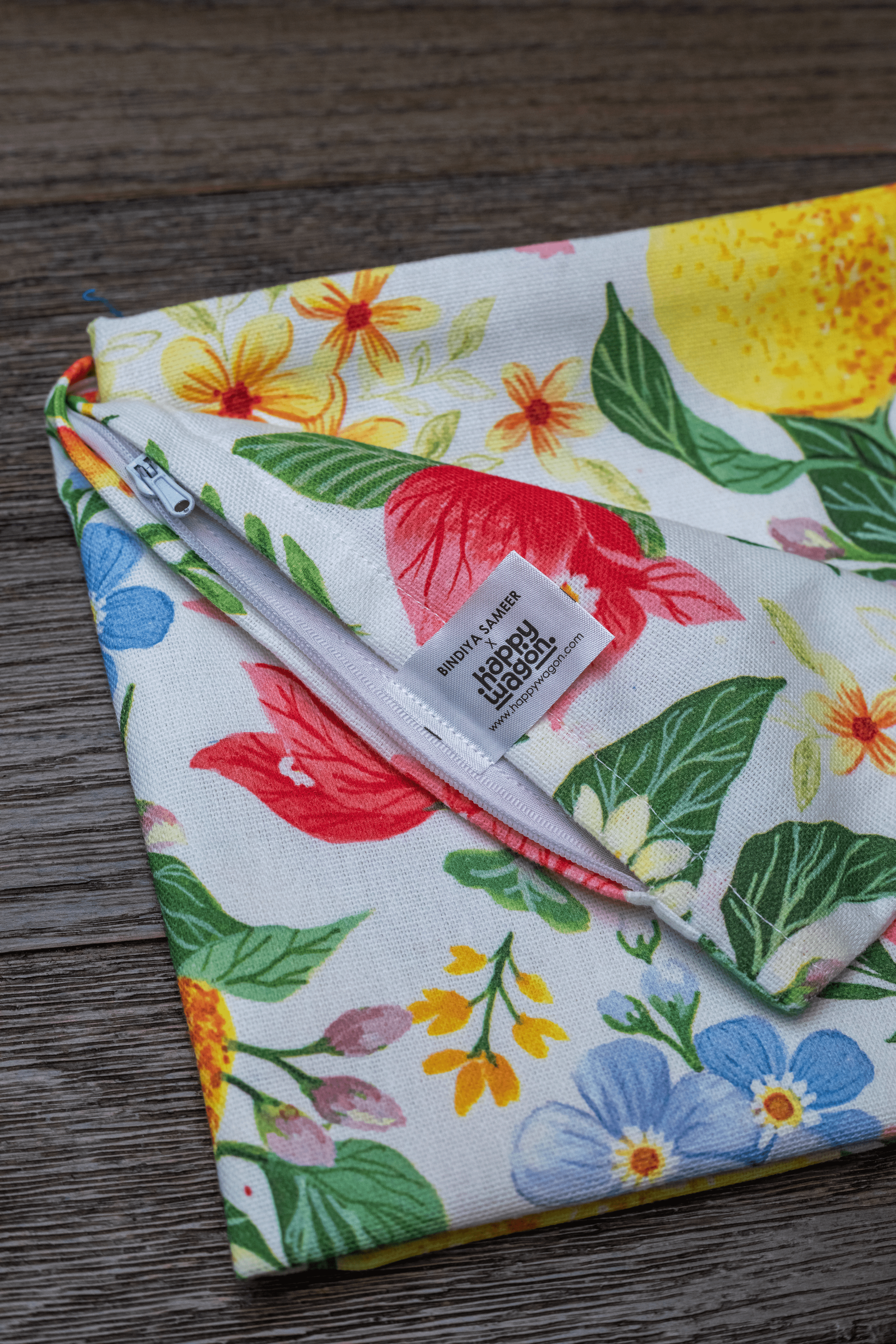 Lemon Bougainvilla Cushion Cover