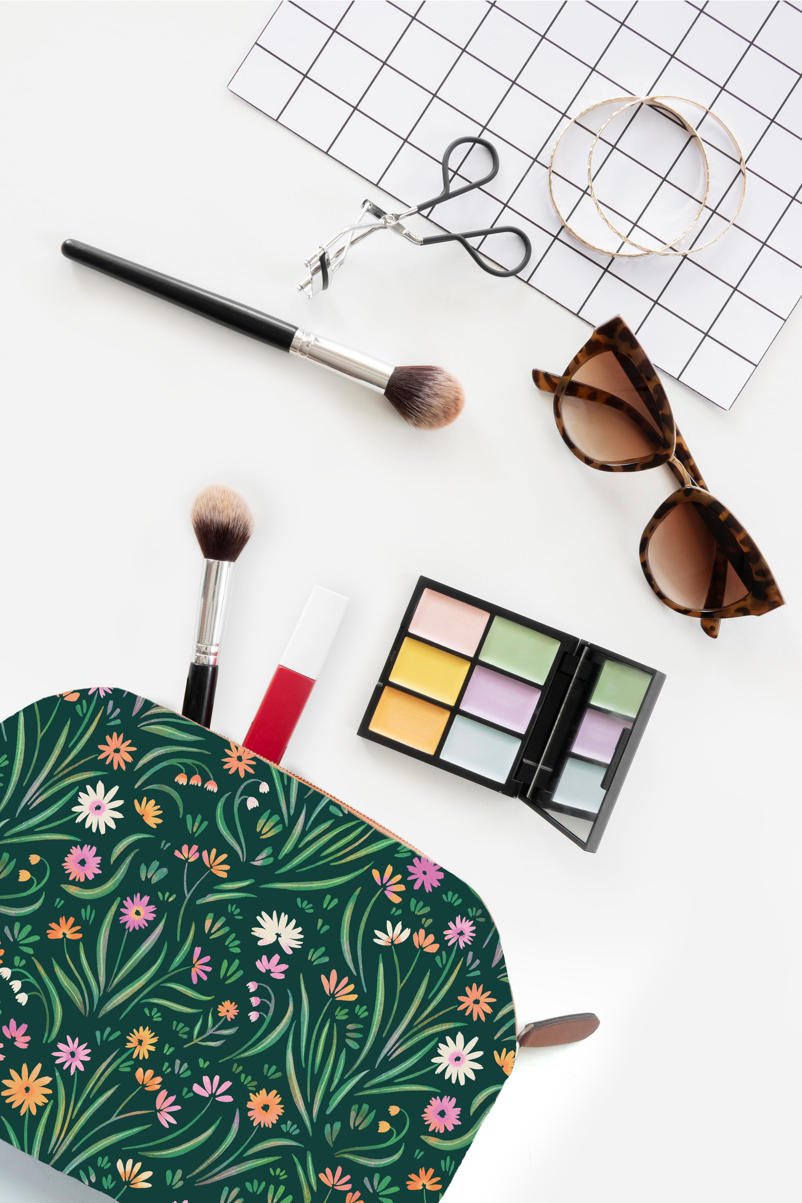 Wild Garden Green Cosmetic Pouch