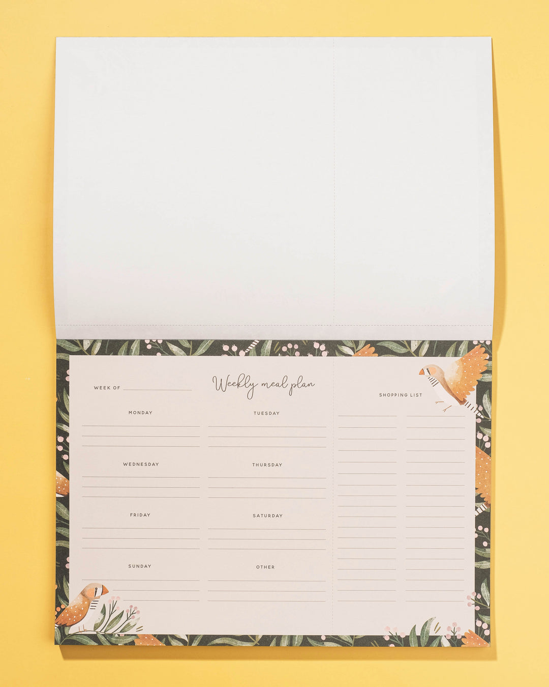 Zebra Finch Weekly Meal Planner