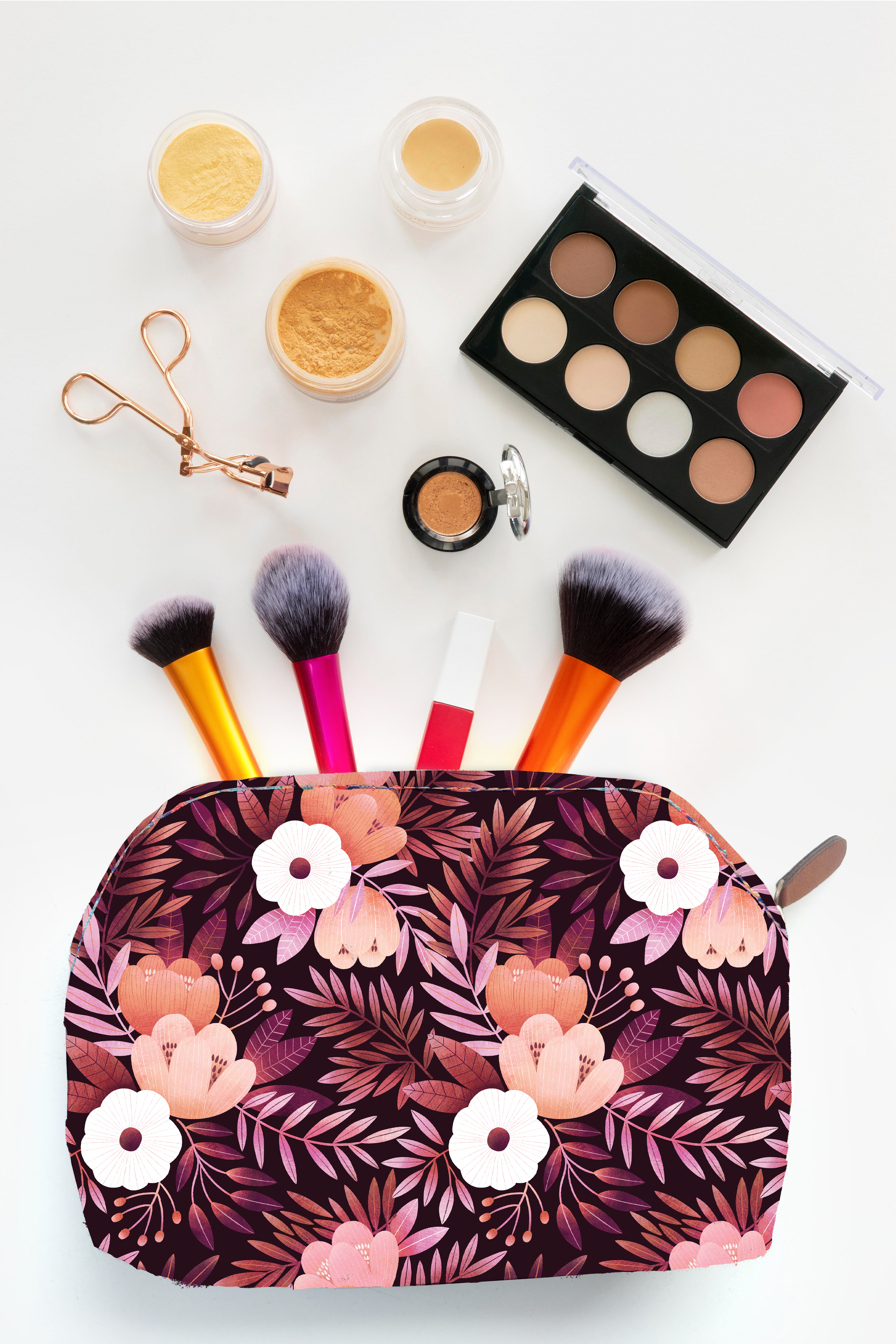 Purple Floral Cosmetic Pouch
