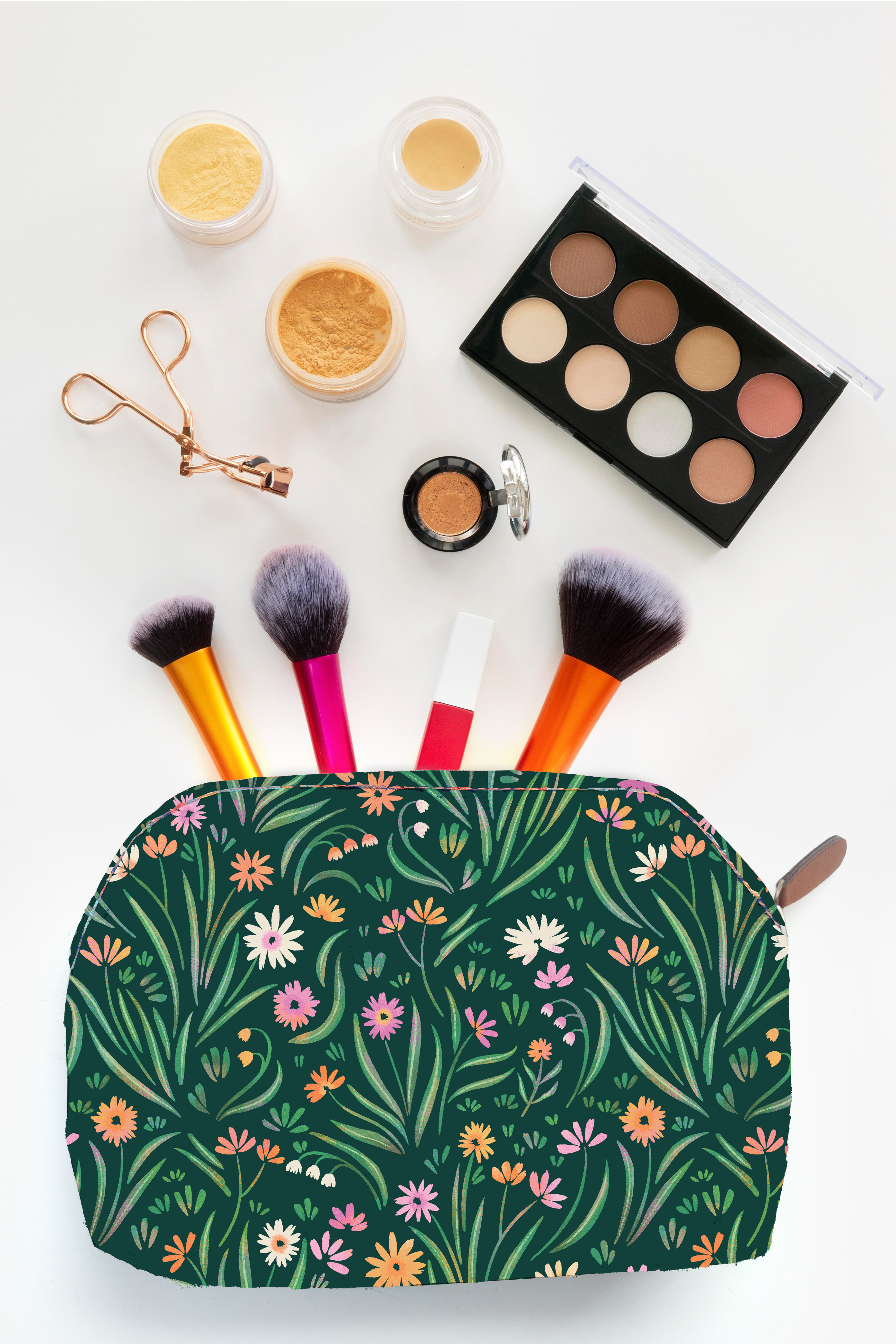 Wild Garden Green Cosmetic Pouch