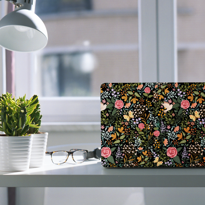 Black Floral Laptop Skin