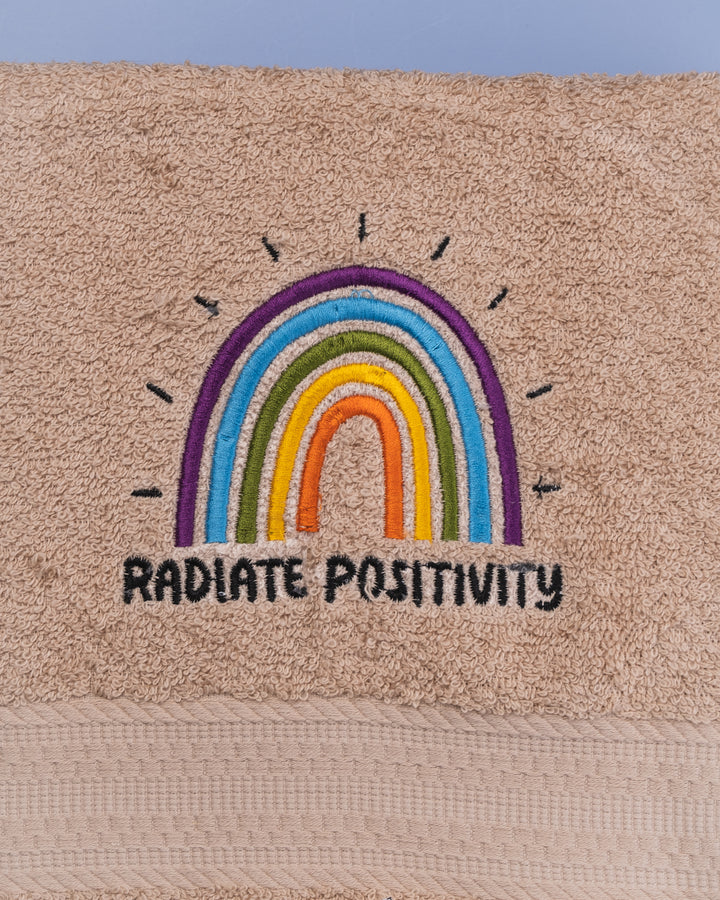 Rainbow of Positivity Embroidered Plush Bath Towel