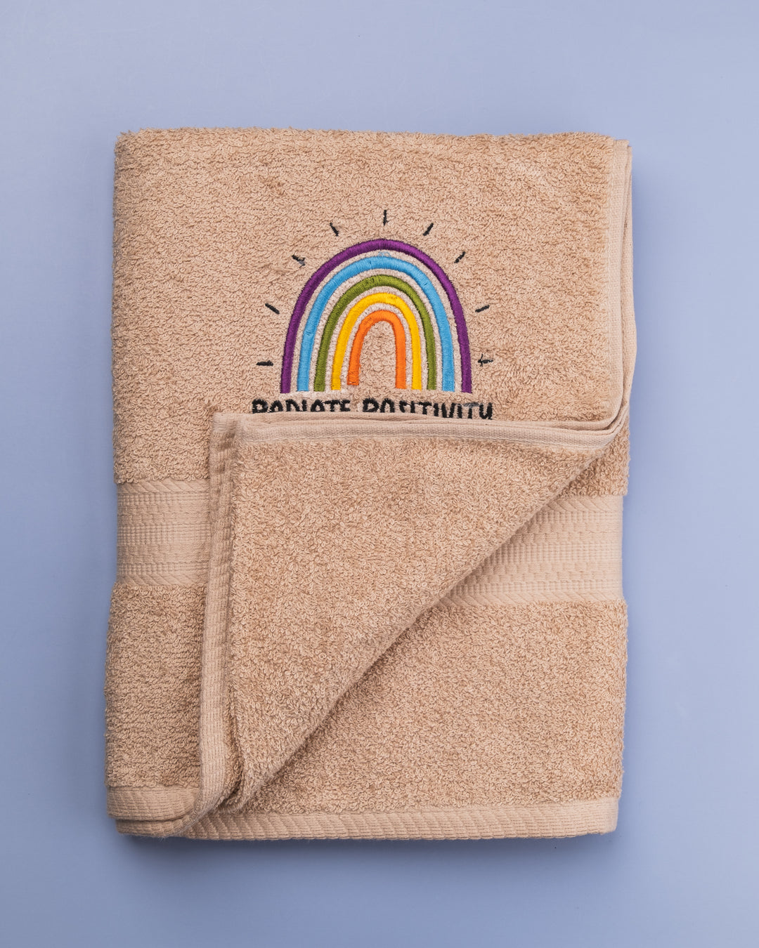 Rainbow of Positivity Embroidered Plush Bath Towel