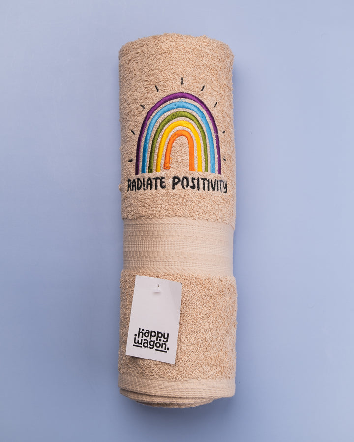 Rainbow of Positivity Embroidered Plush Bath Towel