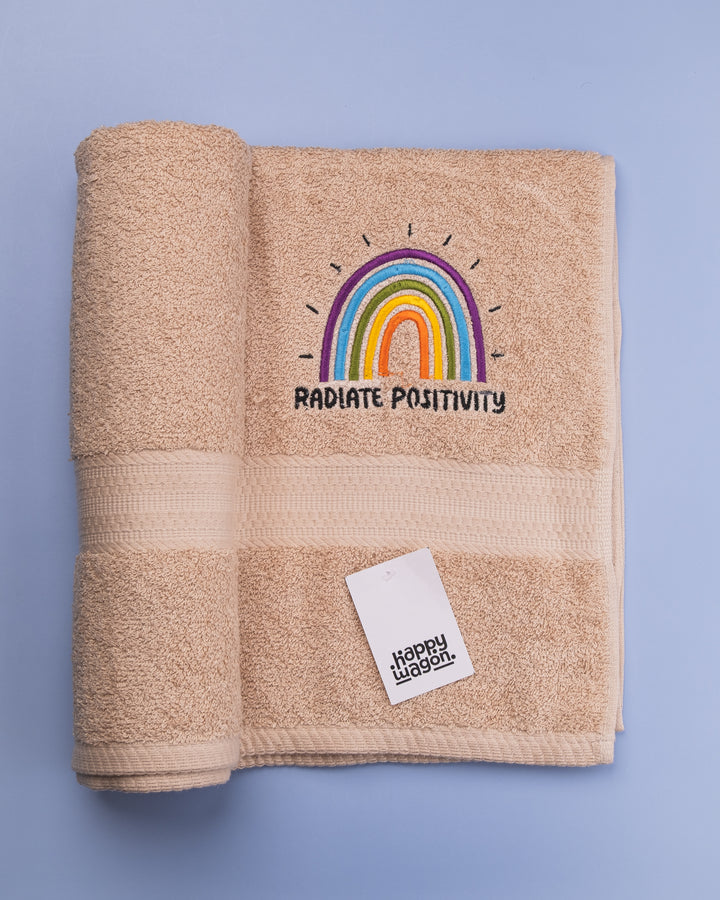 Rainbow of Positivity Embroidered Plush Bath Towel