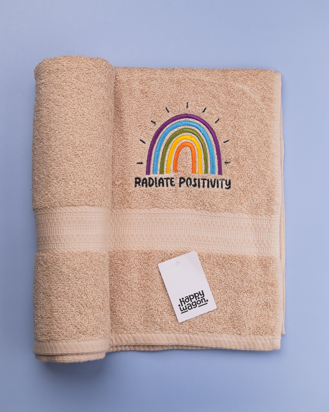 Rainbow of Positivity Embroidered Plush Bath Towel