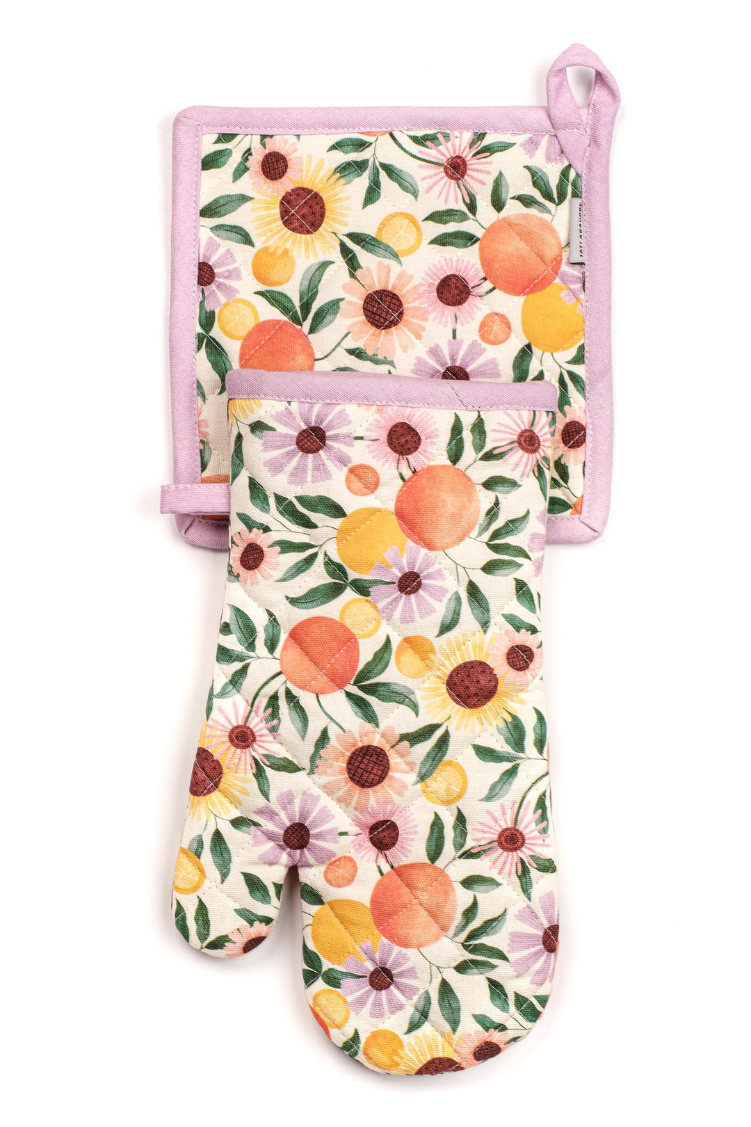 Orange Garden Oven Mitt & Pot Holder Set