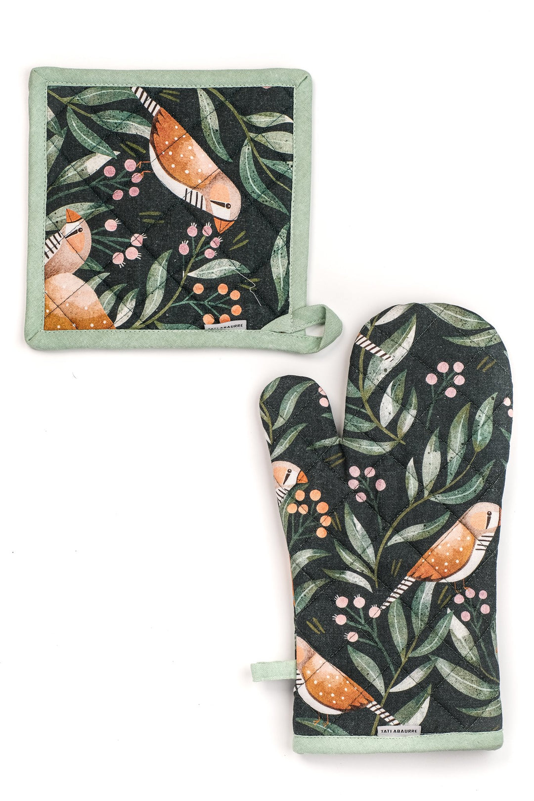 Zebra Finch Oven Mitt & Pot Holder Set