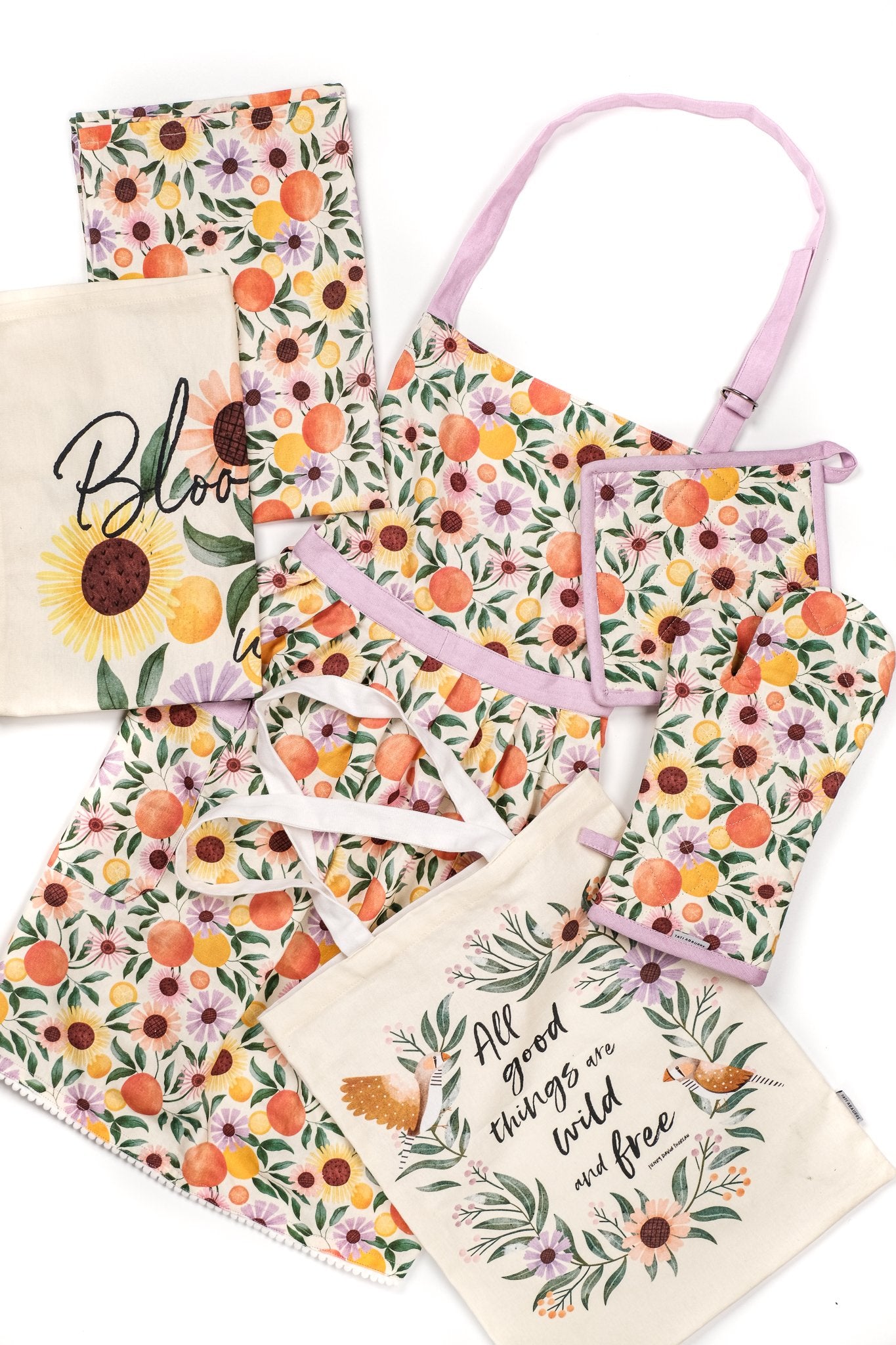 Orange Garden Kitchen Linen Set with FREE Tote Bag