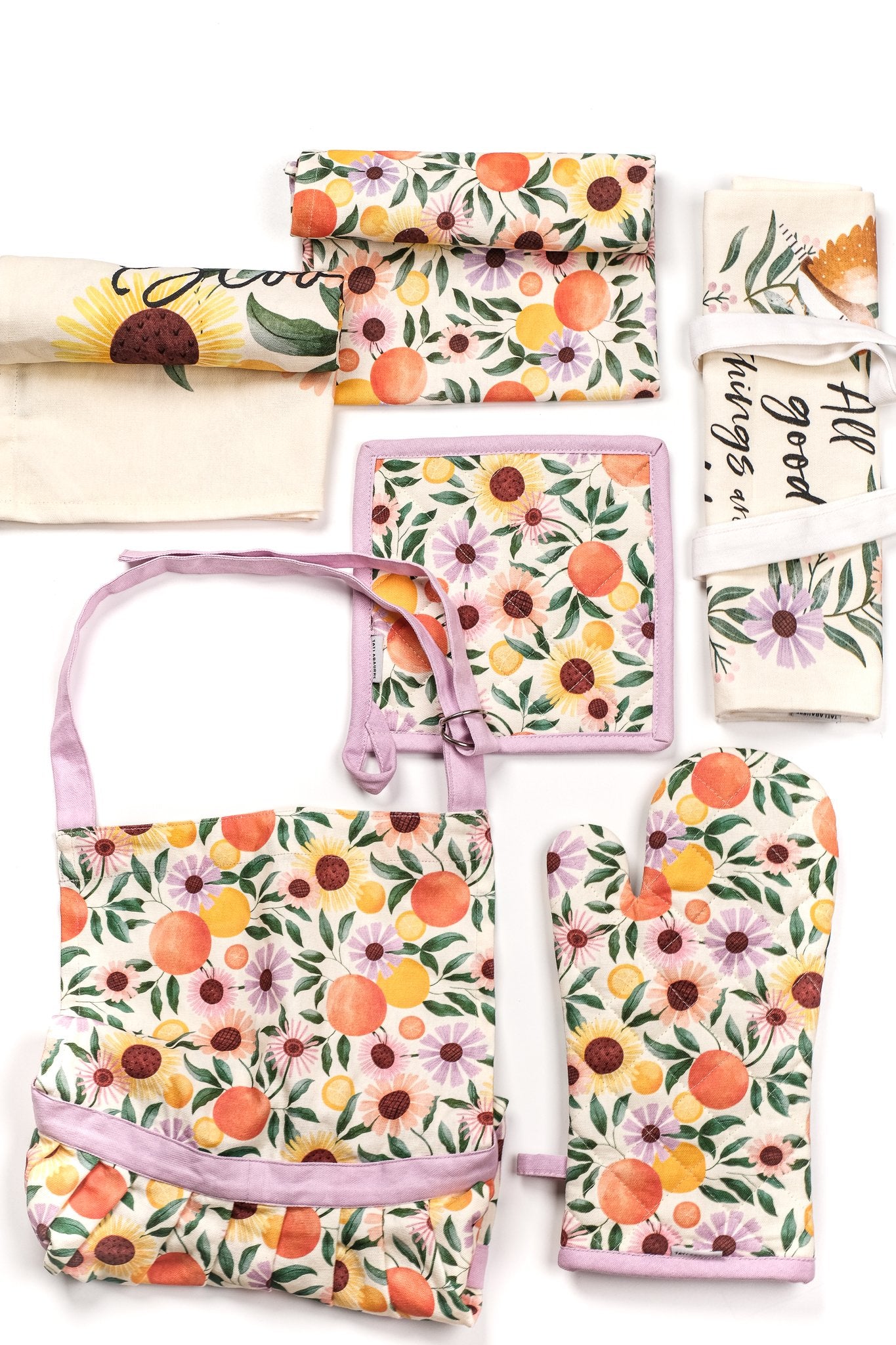 Orange Garden Kitchen Linen Set with FREE Tote Bag