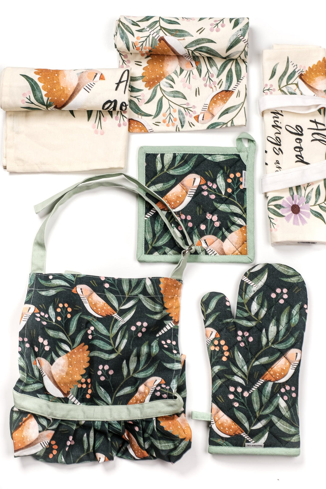 Zebra Finch Kitchen Linen Set with FREE Tote Bag