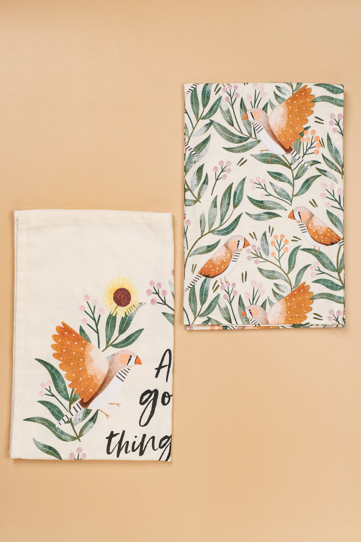 Zebra Finch Kitchen Linen Set with FREE Tote Bag