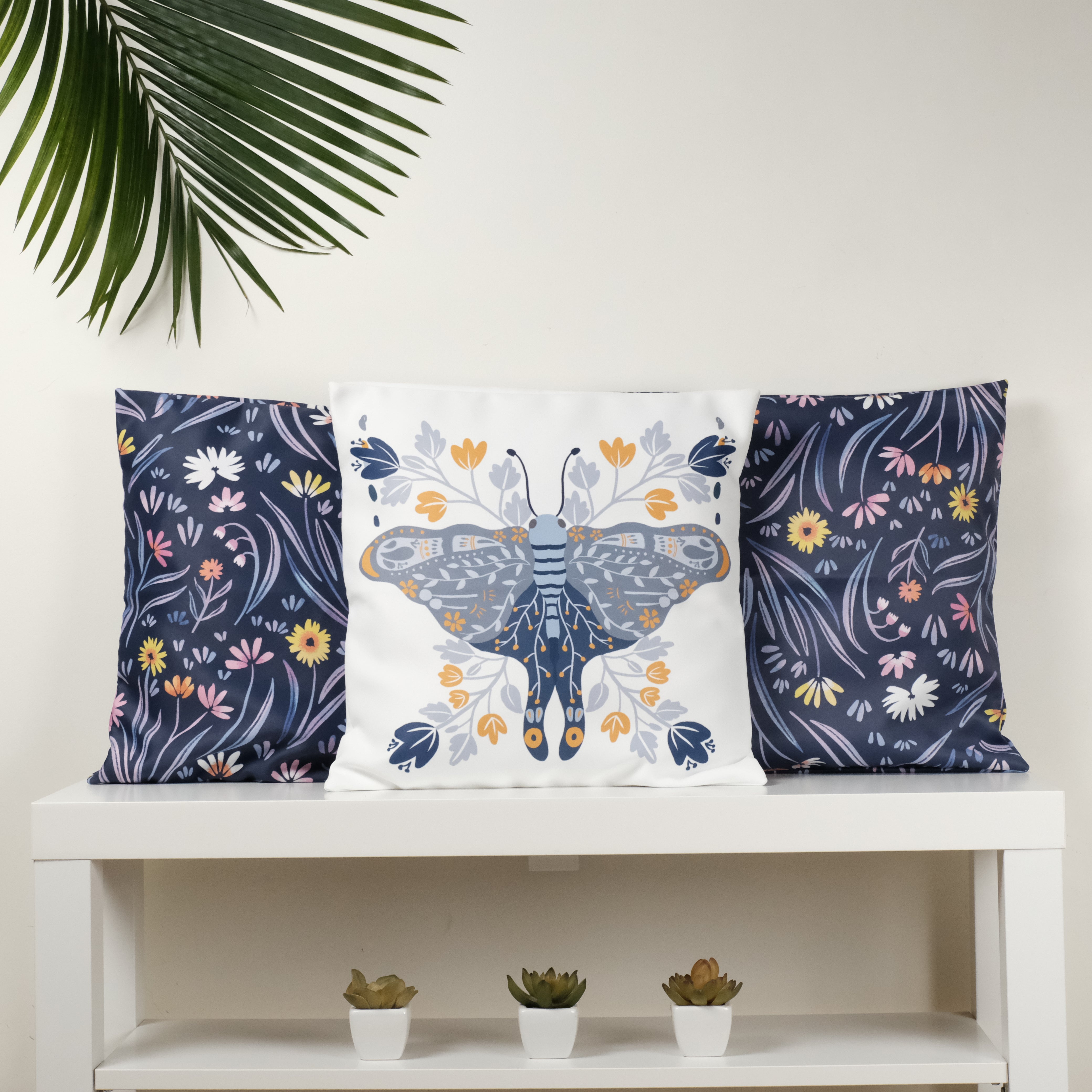 Wildflower Butterfly Cushion Covers Set of 3