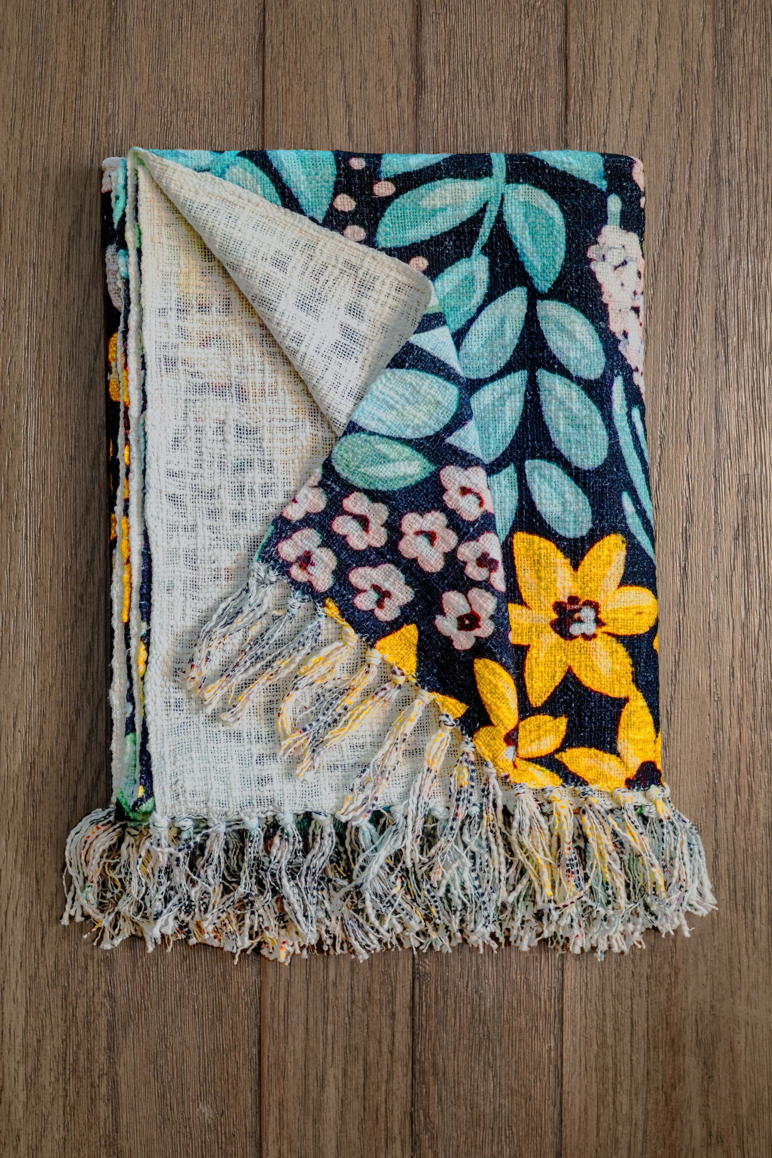 Black Floral Throw