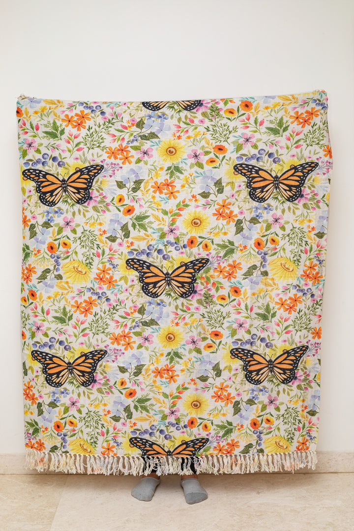 Butterfly and Flowers Throw