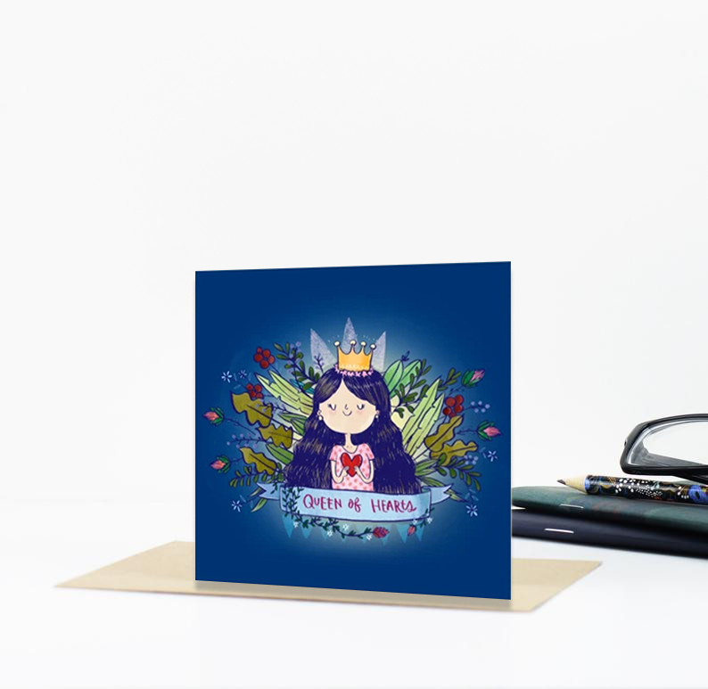 Queen Of Hearts Premium Card