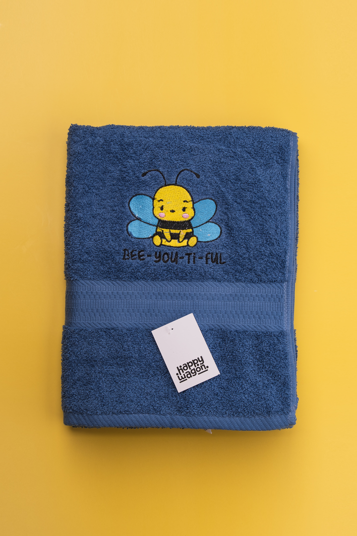 Honey Bee Embroidered Plush Bath Towel