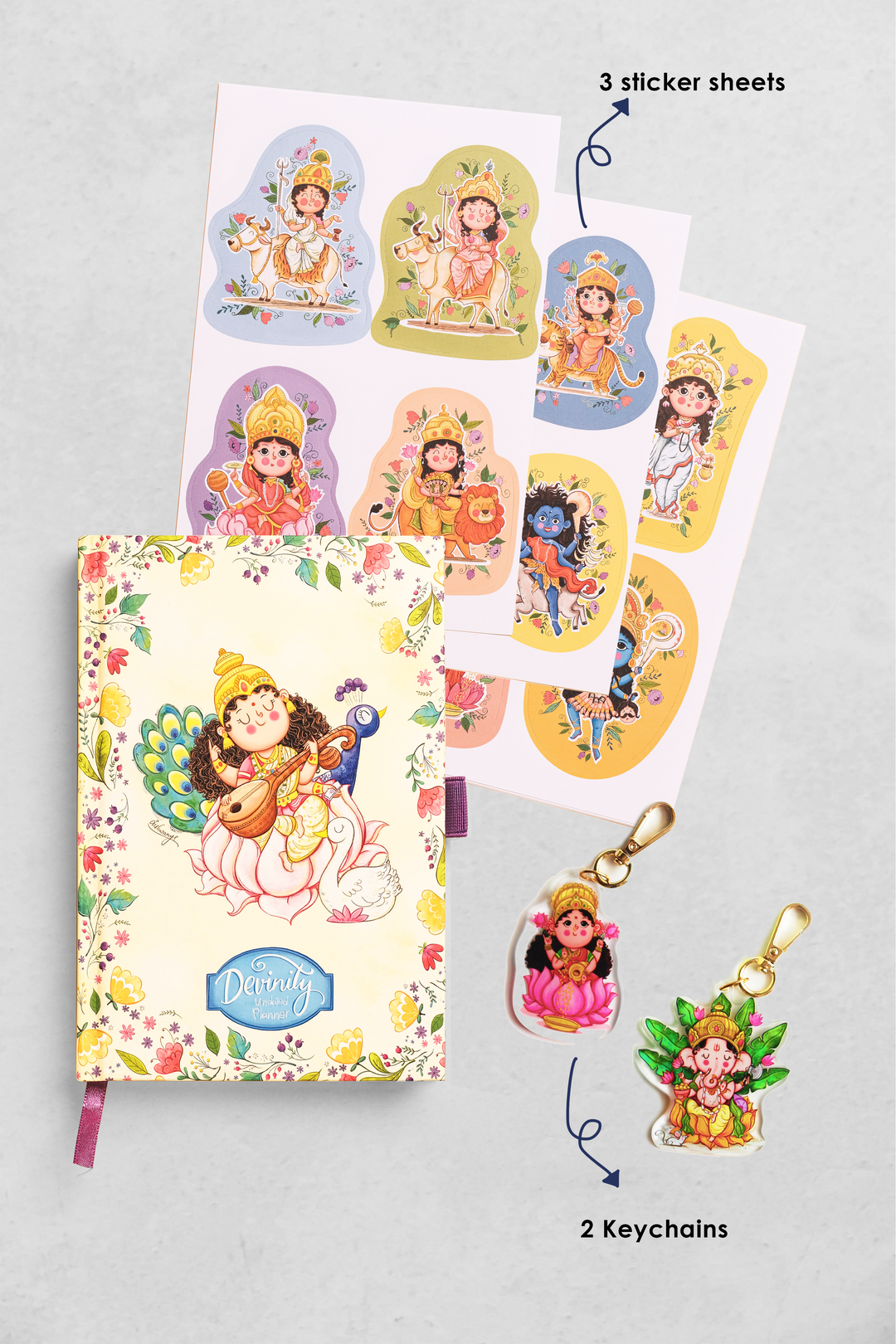 Devinity Undated Planner | 3 Sticker Sheets | 2 Free Keychains