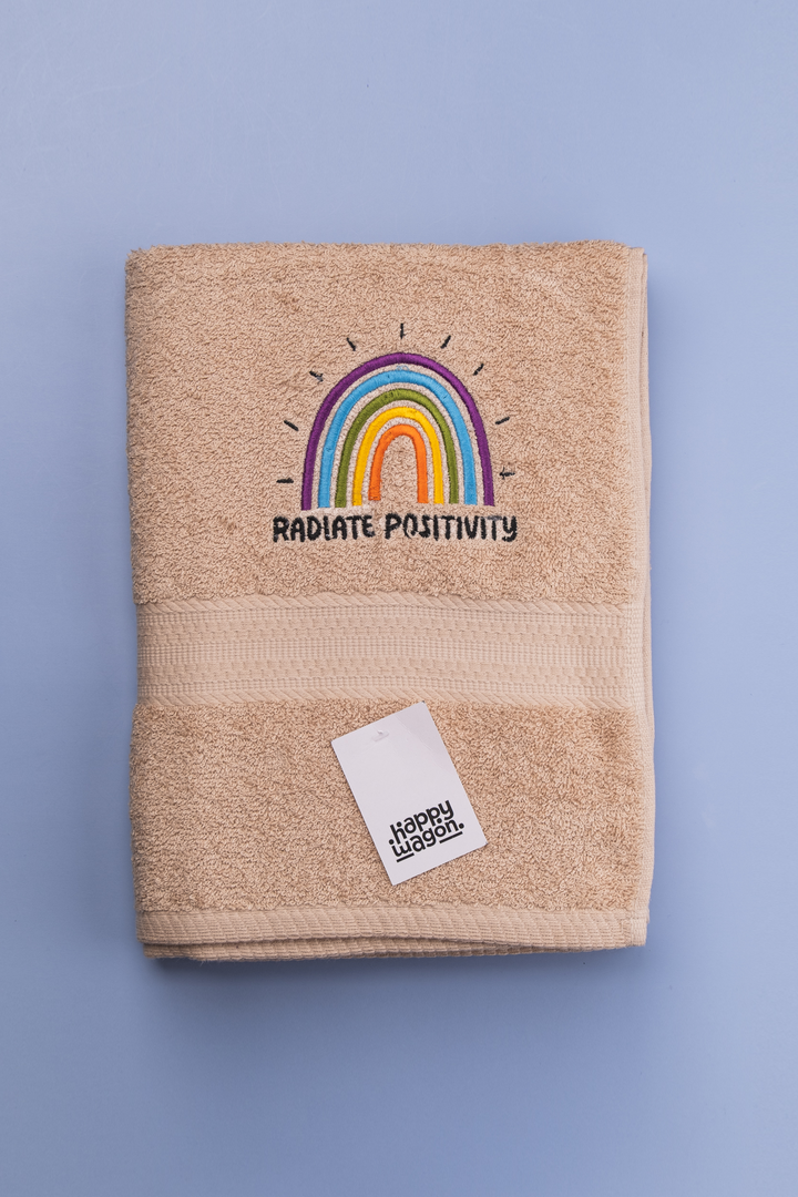 Rainbow of Positivity Embroidered Plush Bath Towel