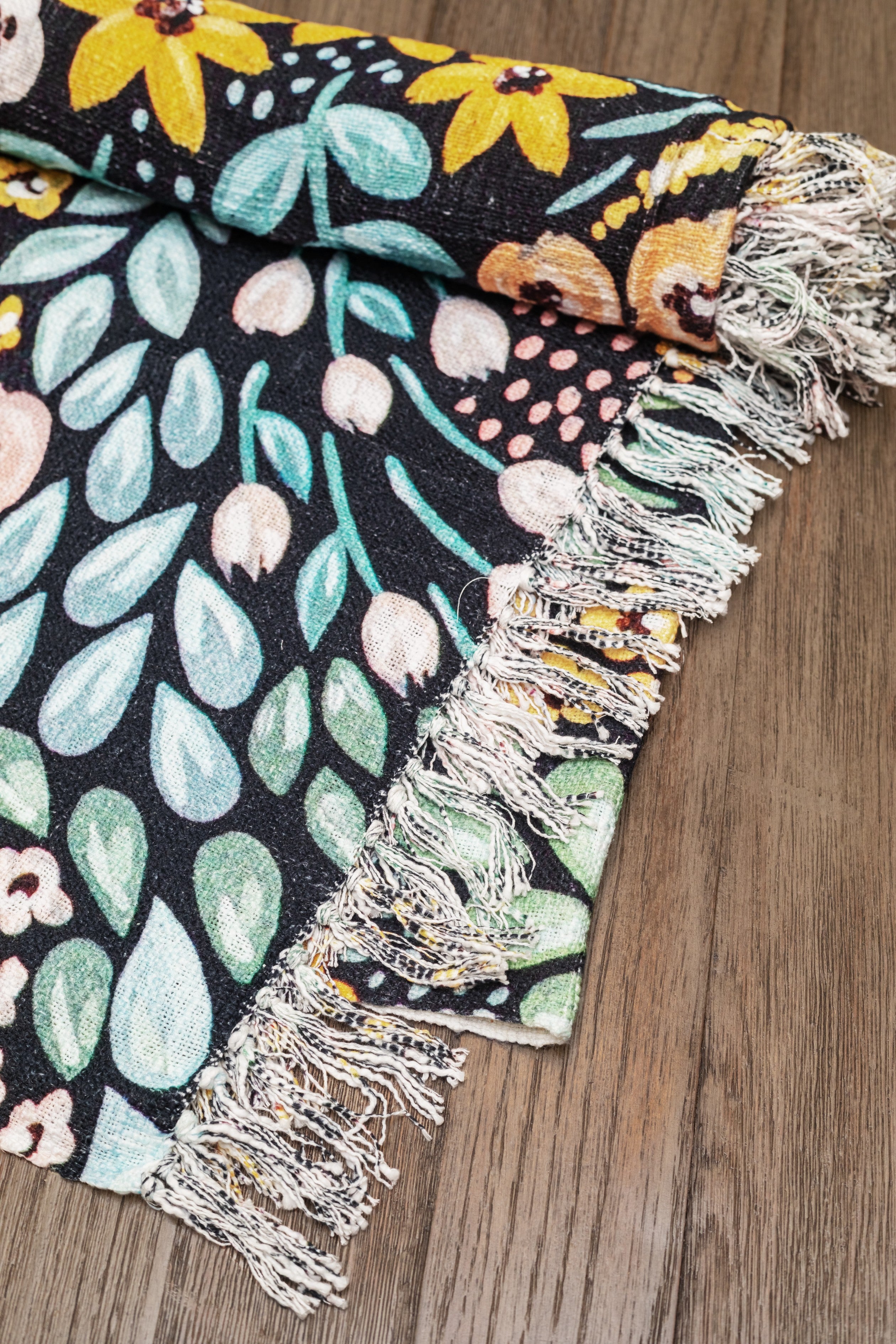 Black Floral Throw