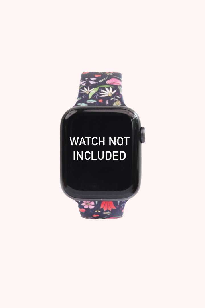 Purple Floral 22mm Watch Strap with Push Button