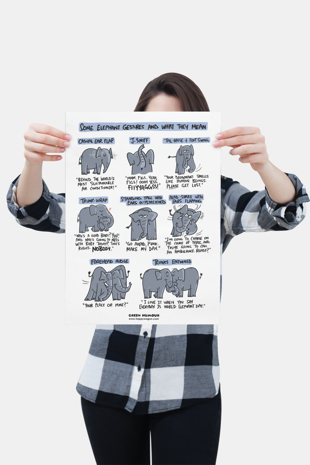 Elephant Gestures Non-Tearable Poster