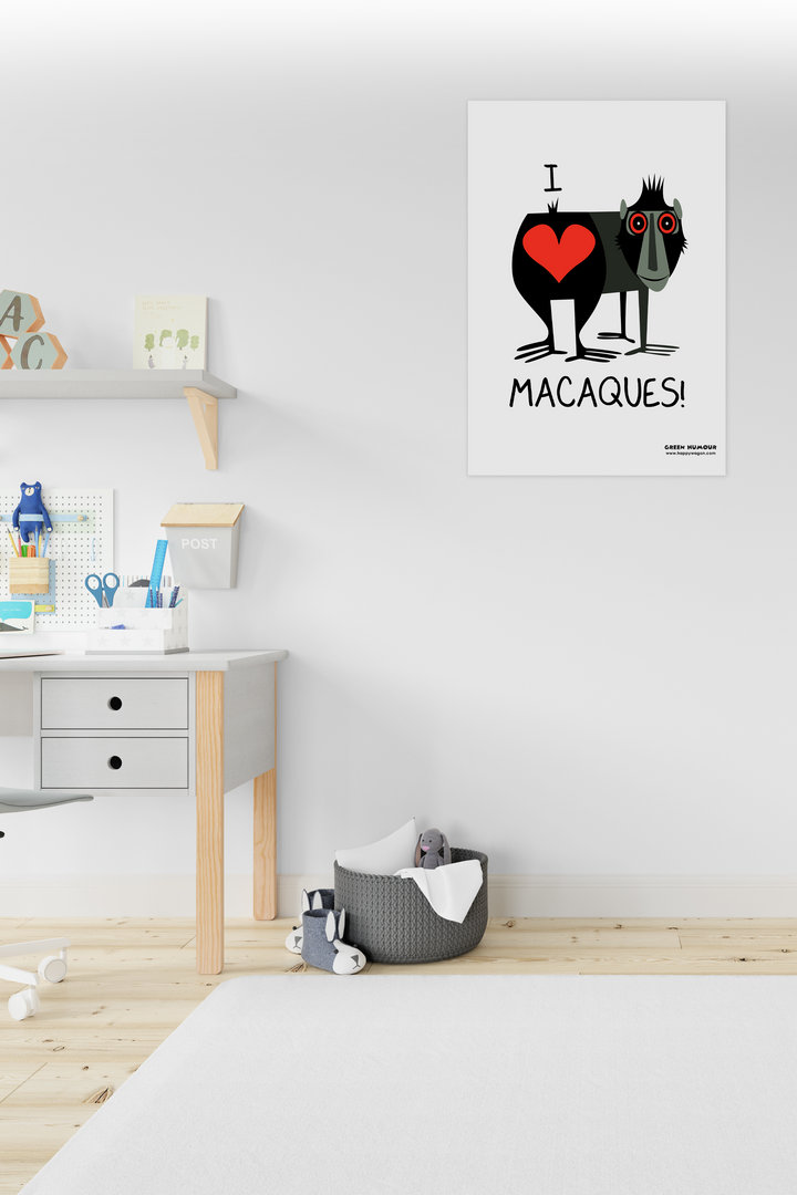 I Love Macaques Non-Tearable Poster