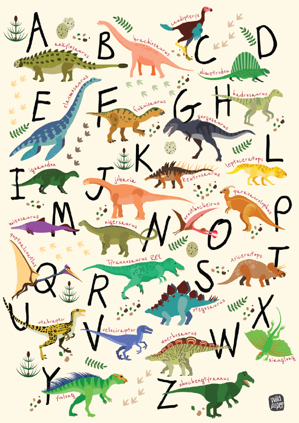 A - Z Dinosaurs - Non Tearable Poster